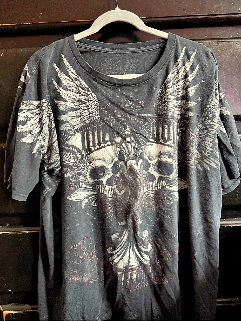 Xzavier Graphic Skull Wing Tee Black XL Good